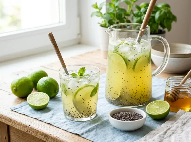Agua fresca de limón con chía