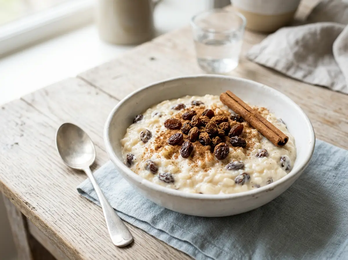 Arroz con leche y pasas