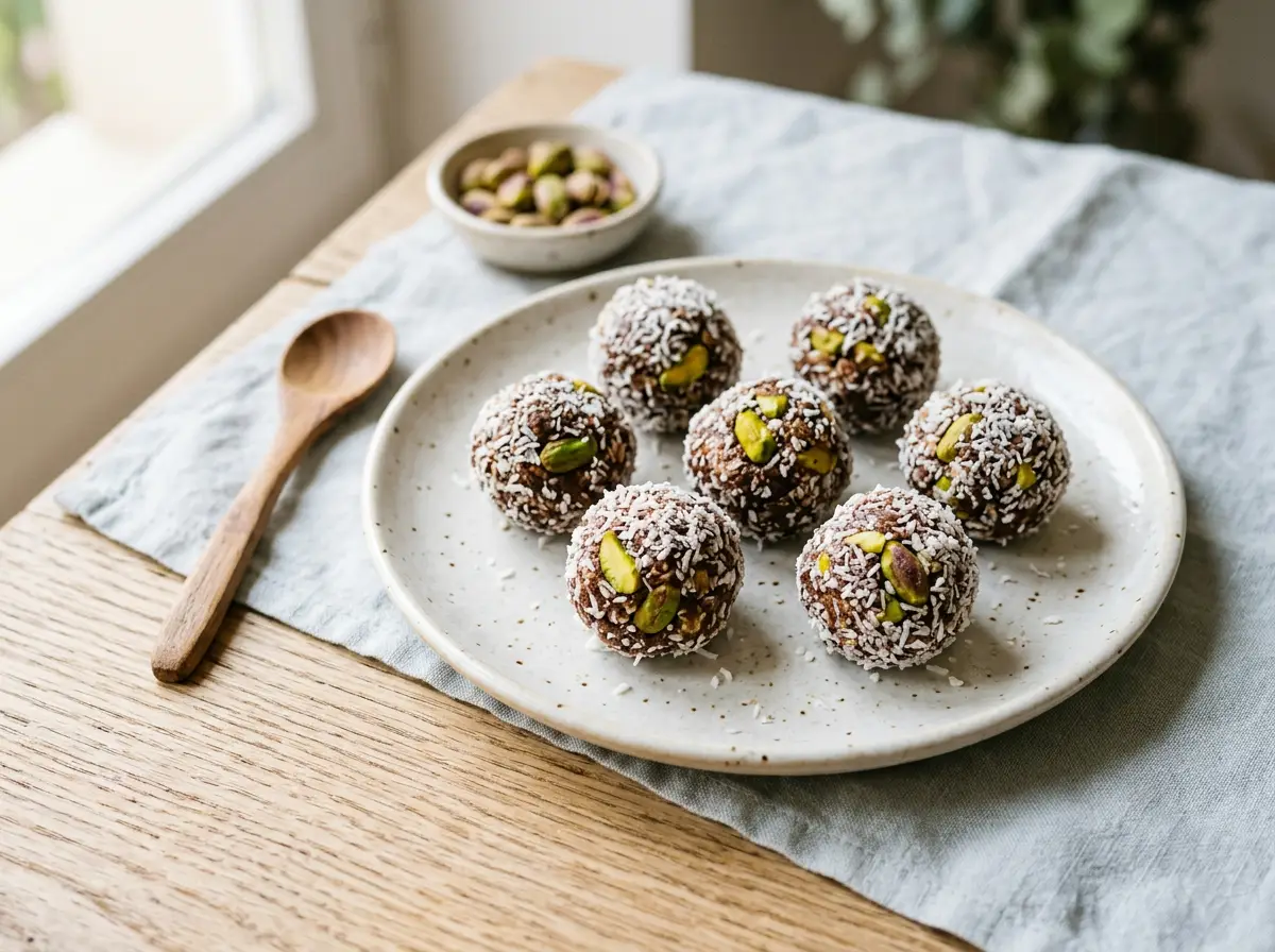 Bolitas de dátil y pistacho