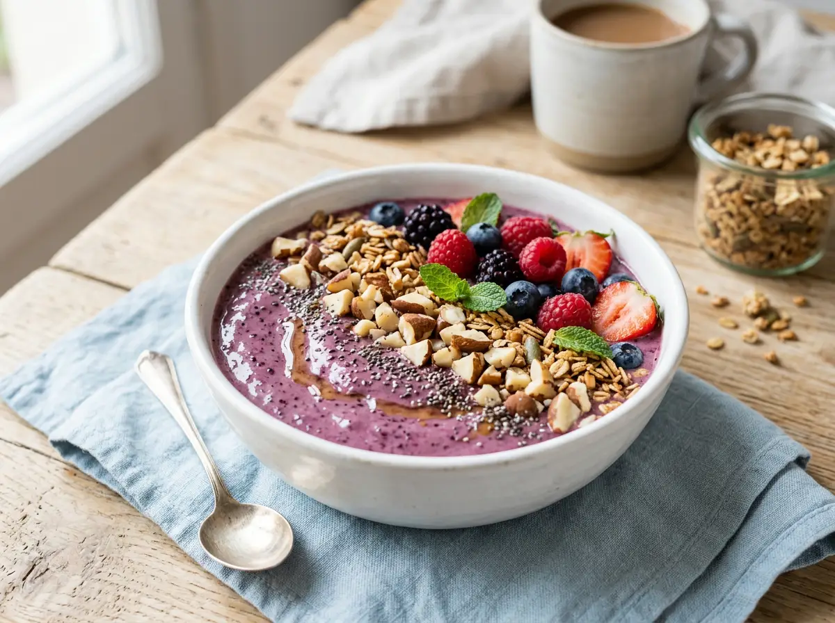 Bowl de batido con nuez de Brasil