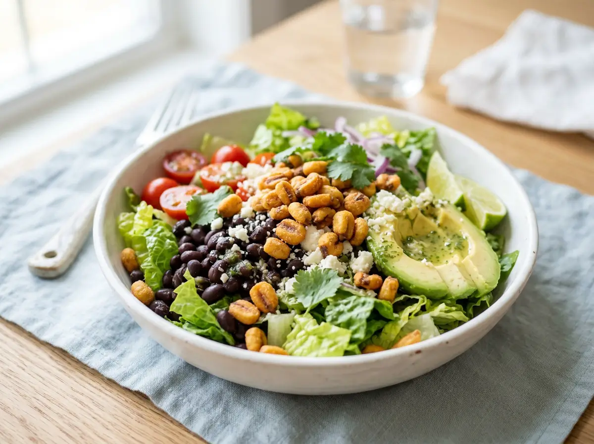 Ensalada mexicana con maíz tostado