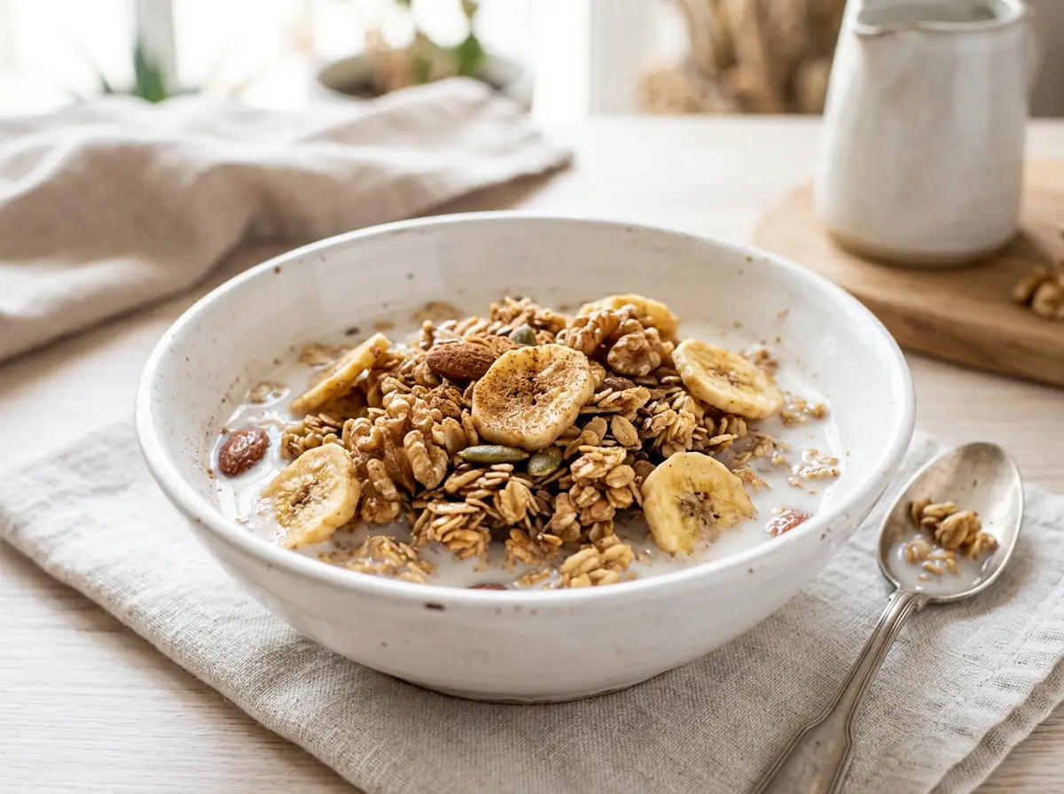 Granola de guineo y canela