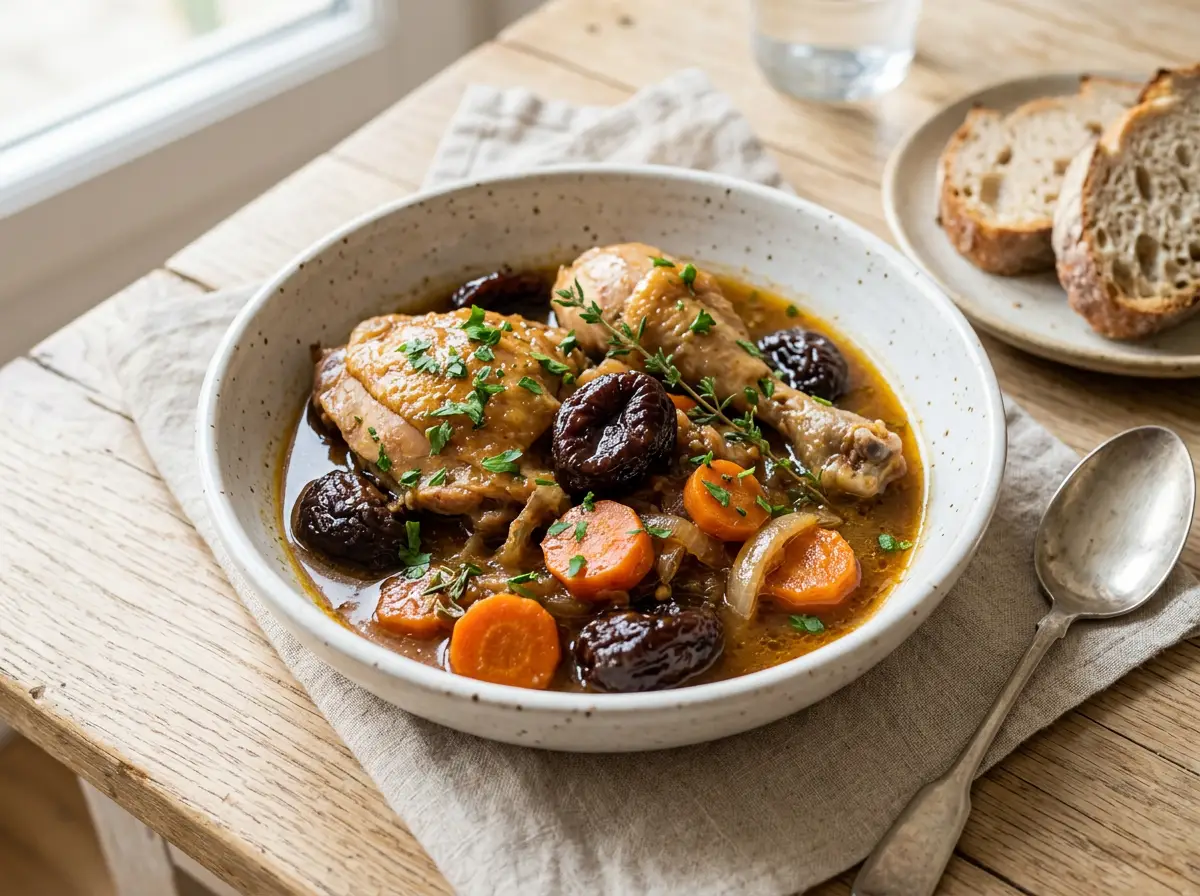 Guiso de pollo con ciruelas