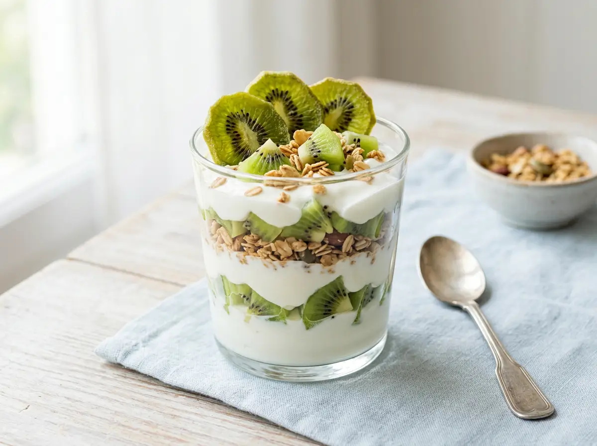 Parfait de yogur y kiwi