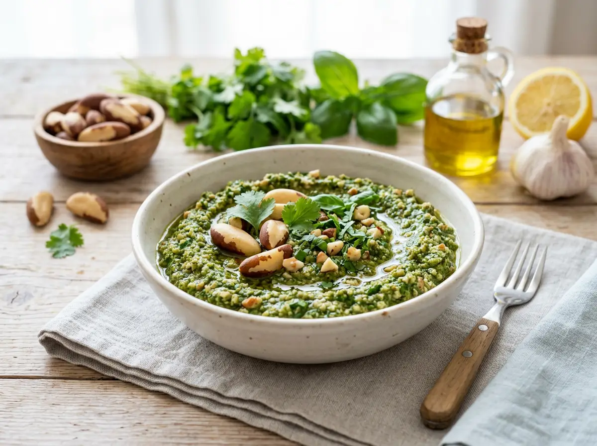 Pesto de nuez de Brasil y cilantro