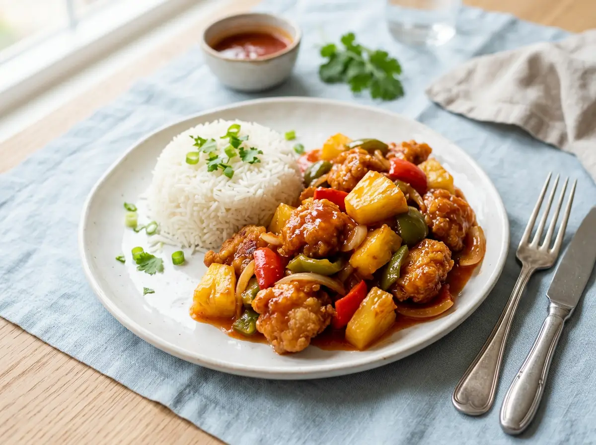 Pollo agridulce con piña