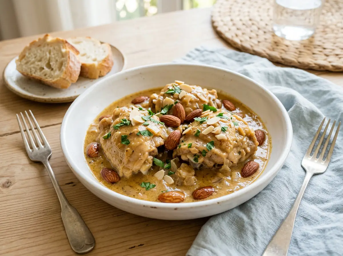 Pollo en salsa de almendras