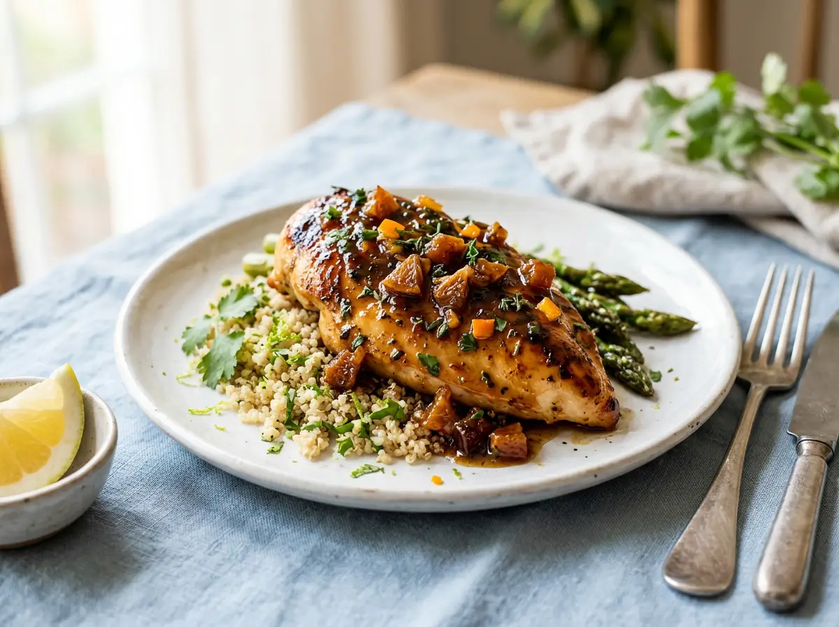 Pollo glaseado con pomelo