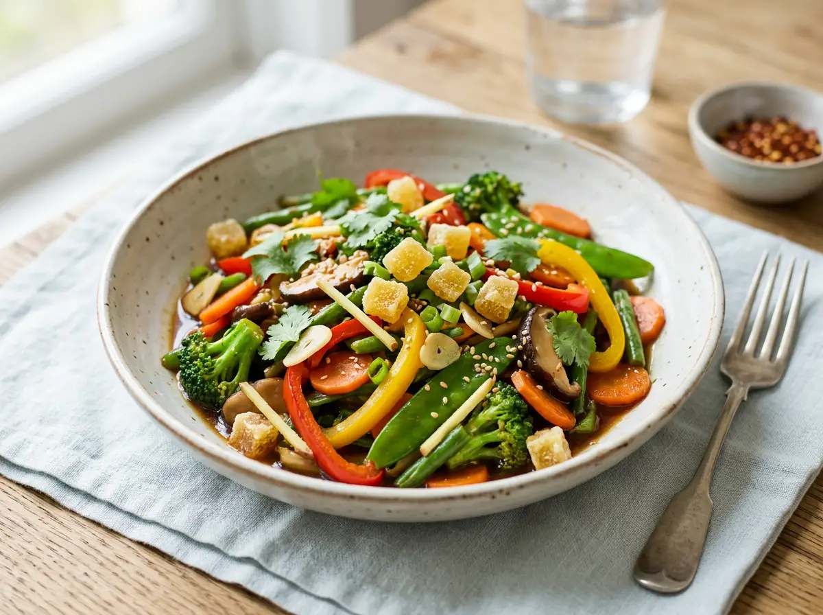 Salteado de vegetales con jengibre