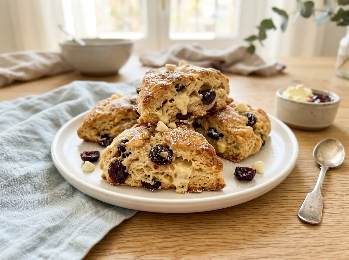 Scones de cherry y chocolate blanco